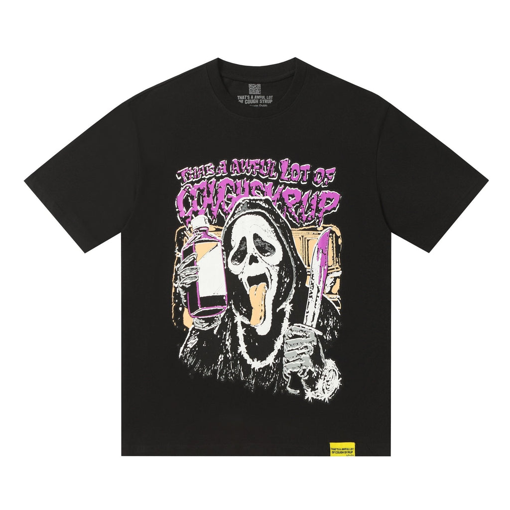 THAT'S A AWFUL LOT OF COUGH SYRUP Black Front & Back Graphic T-Shirt ¡ª front